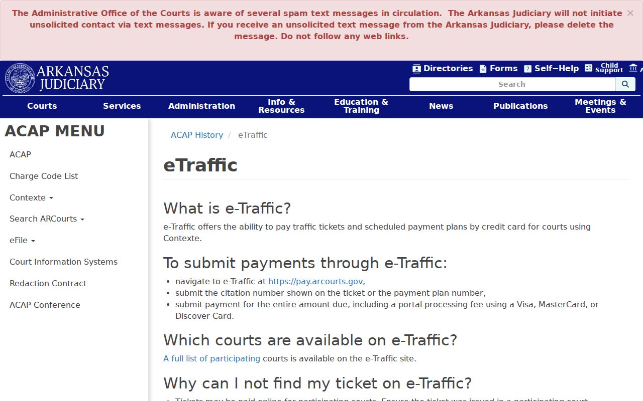 Wickes criminal records Arkansas Judiciary eTraffic guidance