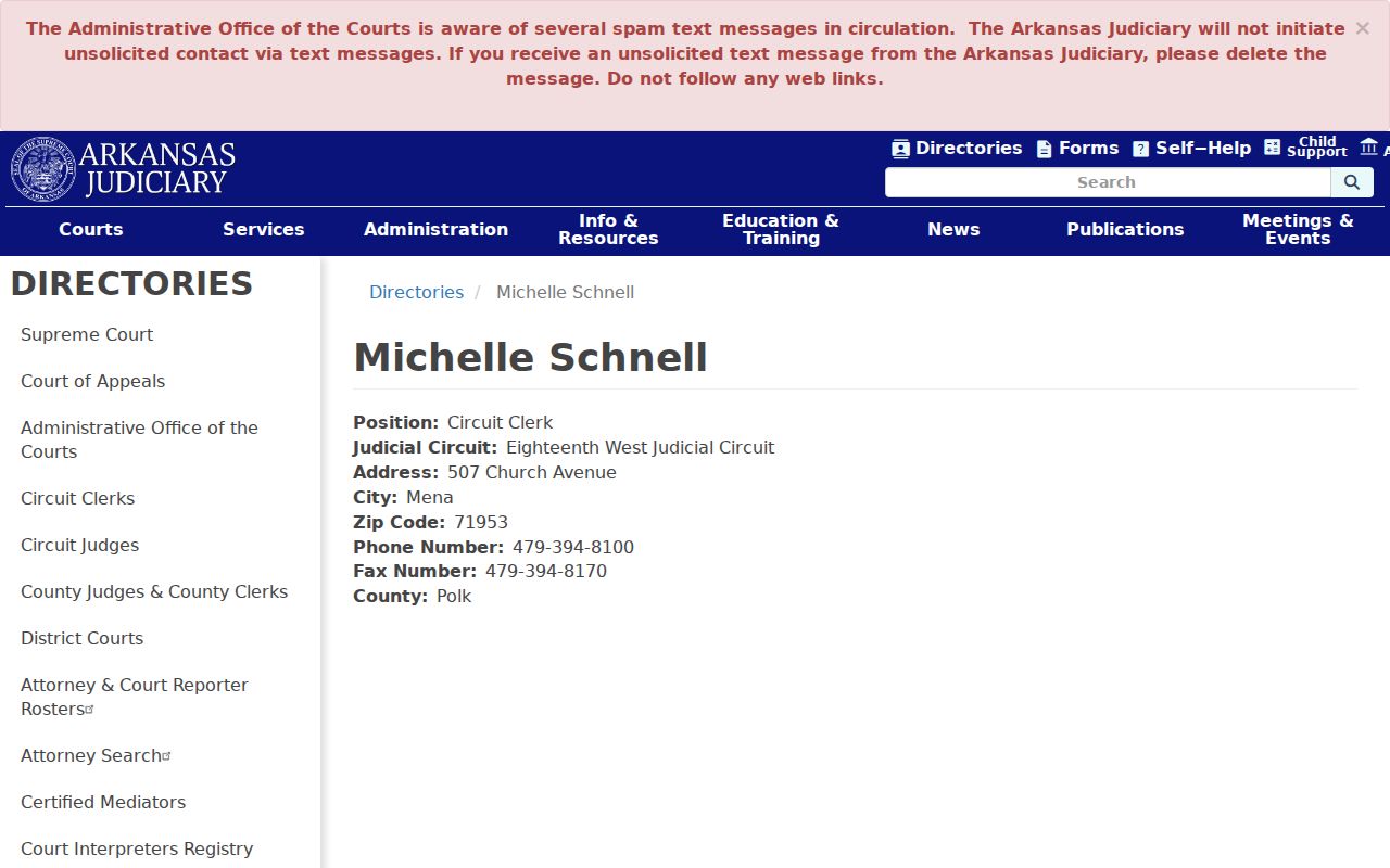 Polk County criminal court case Circuit Clerk directory
