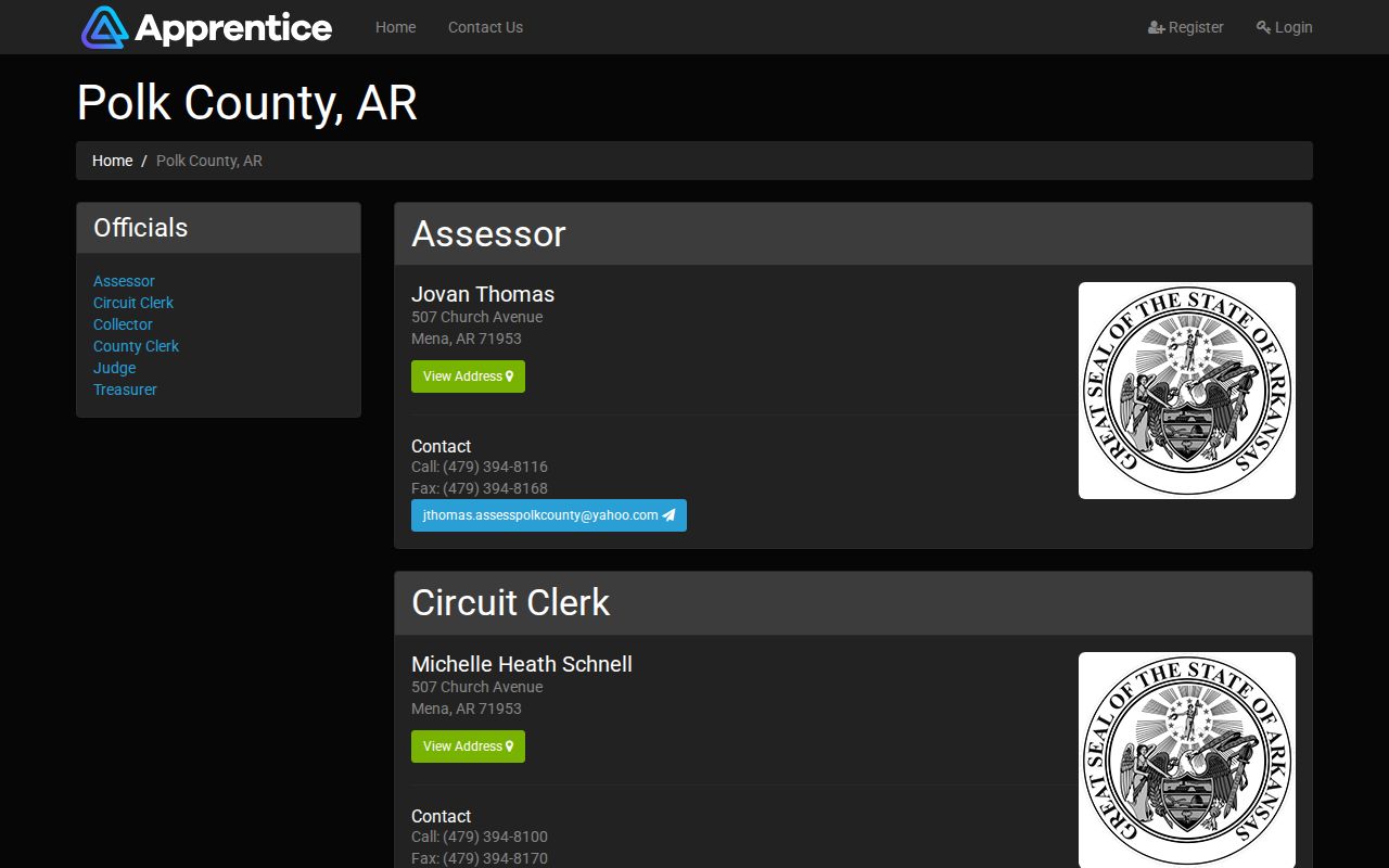 Polk County criminal records official services directory