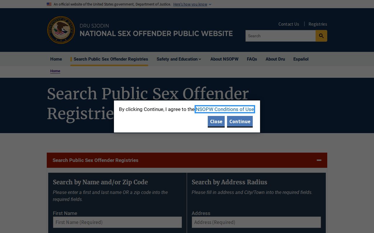 NSOPW tool for a Polk County sex offender search
